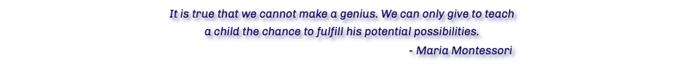 It is true that we cannot make a genius. We can only give to teach a child the chance to fulfill his potential possibilities. - Maria Montessori