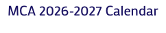 MCA 2026-2027 Calendar